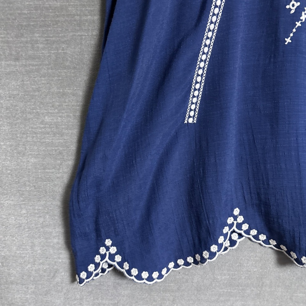 Coldwater Creek Top 2x Blue Embroidered Tunic Lig… - image 6